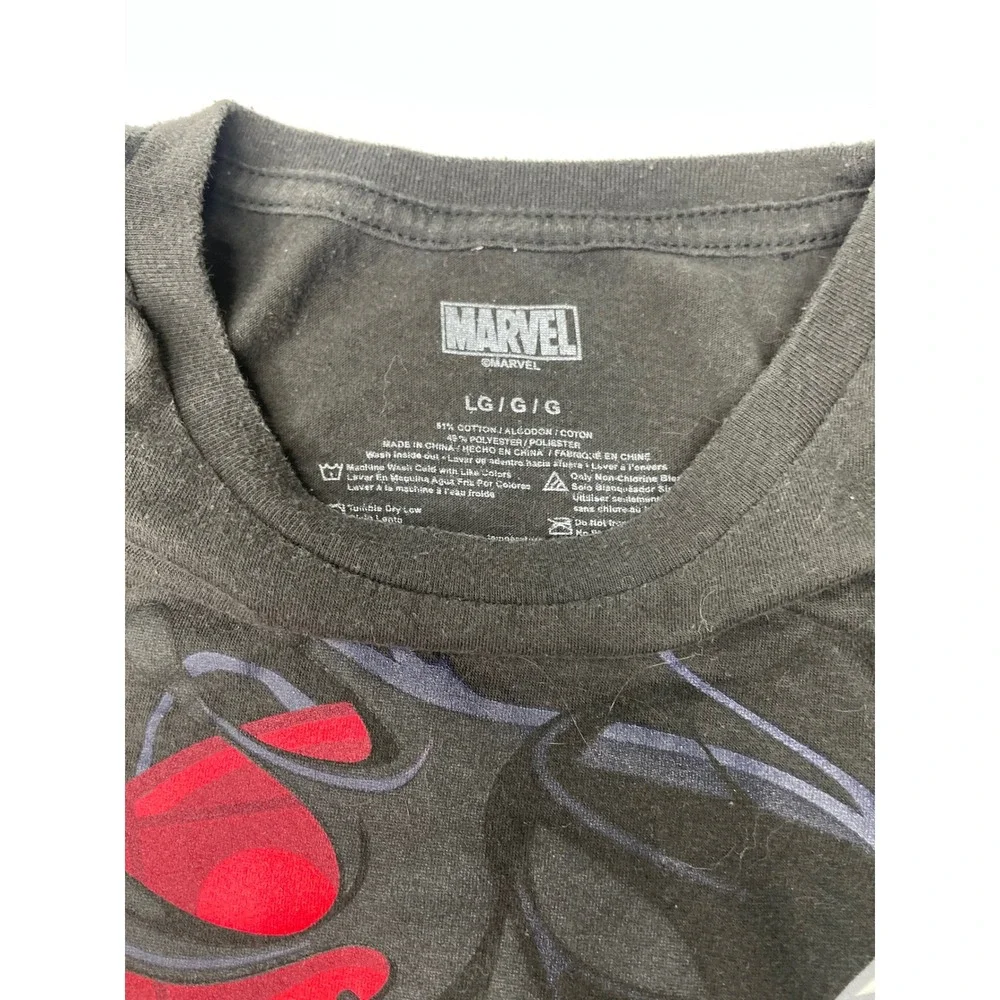 Marvel Spider-Man Venom Split Face Graphic T-Shirt Black Boys‎ Large LG